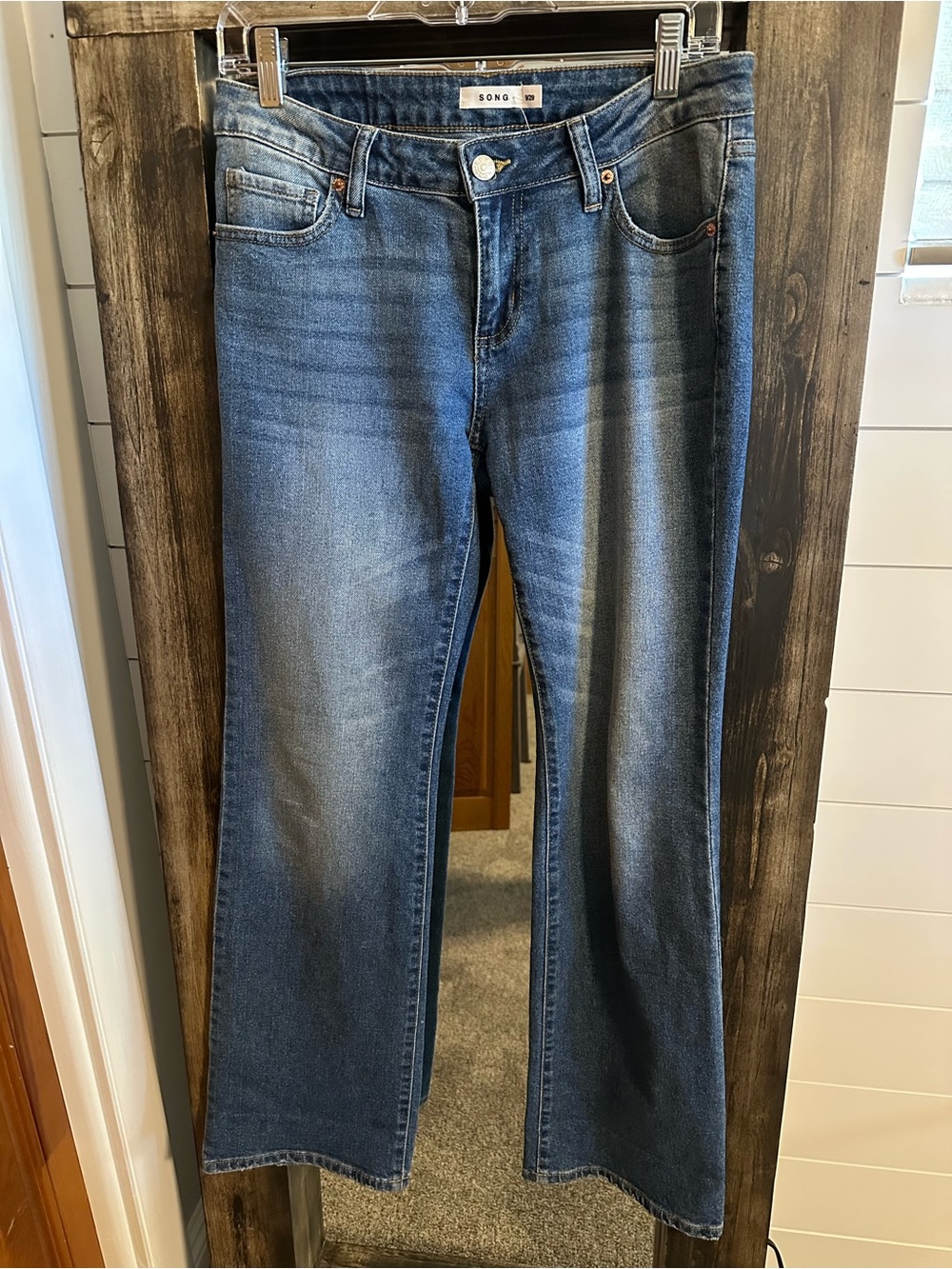 S.O.N.G. Women’s Jeans 9/29 Medium Wash Bootcut Flare Stretch Denim Y2K western